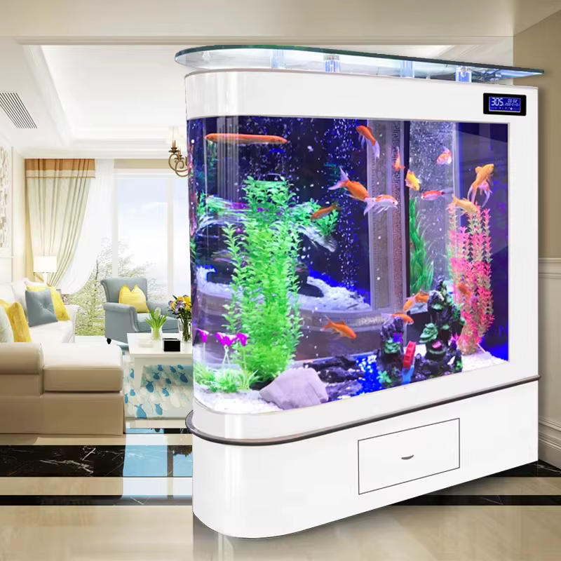 Modern Luxury Bullet Fish Tank Aquarium 600L Oval Shape Eco-Friendly Glass Partition Large Goldfish Tank — image 5