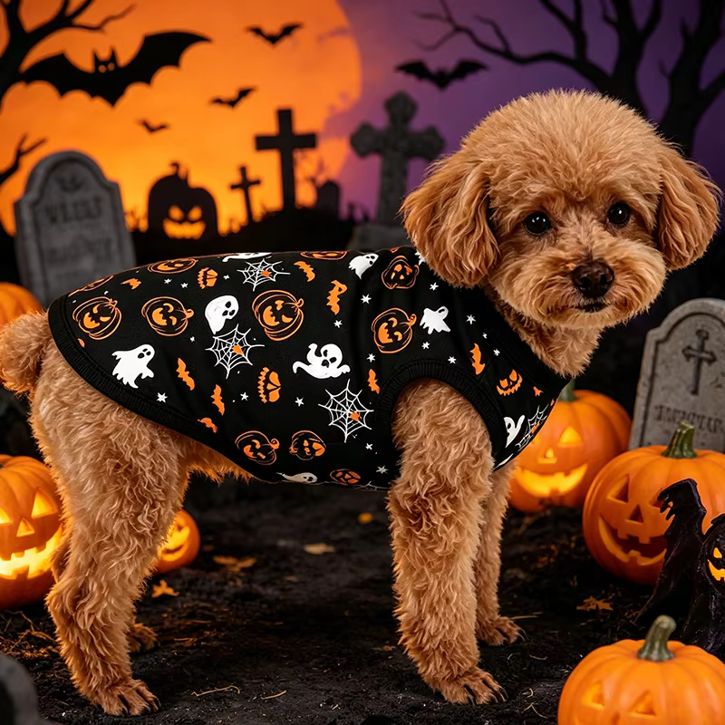 Halloween Dog Clothes for Small Dogs, Soft and Breathable Puppy Kitten Dog Shirts for Pet Cats, Dogs' T-Shirts Apparel Sleeveles — image 5