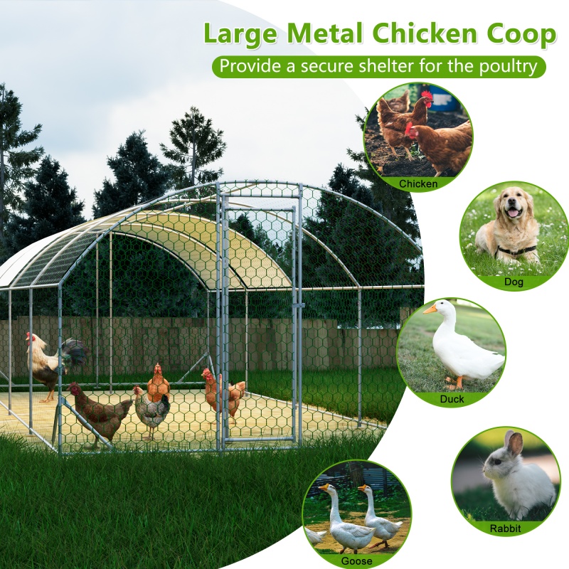 Gallinero de Metal Grande 26'x9'x6', Jaula para Aves de Corral Tipo Walk-in, Corral para Gallinas con Cubierta Impermeable, Granja de Patio Trasero, Corral para Gallinas, Conejos y Patos, Fácil de Armar y Limpiar — imagen 8