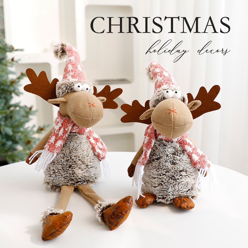 Reindeer Plush Christmas Decoration Ornament Window Display Decorative Figurine — image 3