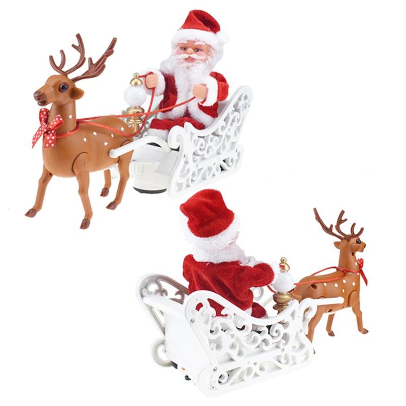 Muñeca de Santa Claus con Rebaño de Elks en Carruaje Eléctrico con Música para Niños Regalo Navidad Decoración Hogar — imagen 6
