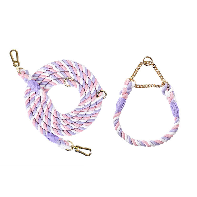 Braided Colorful Pet Dog Leash with P-Chain Collar for Medium and Large Dogs — image 20