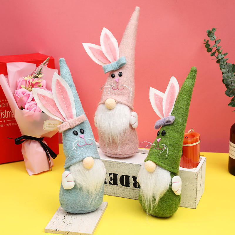 Easter decorations pointed hats cute rabbit faceless dolls home decoration gnome doll ornaments — image 3