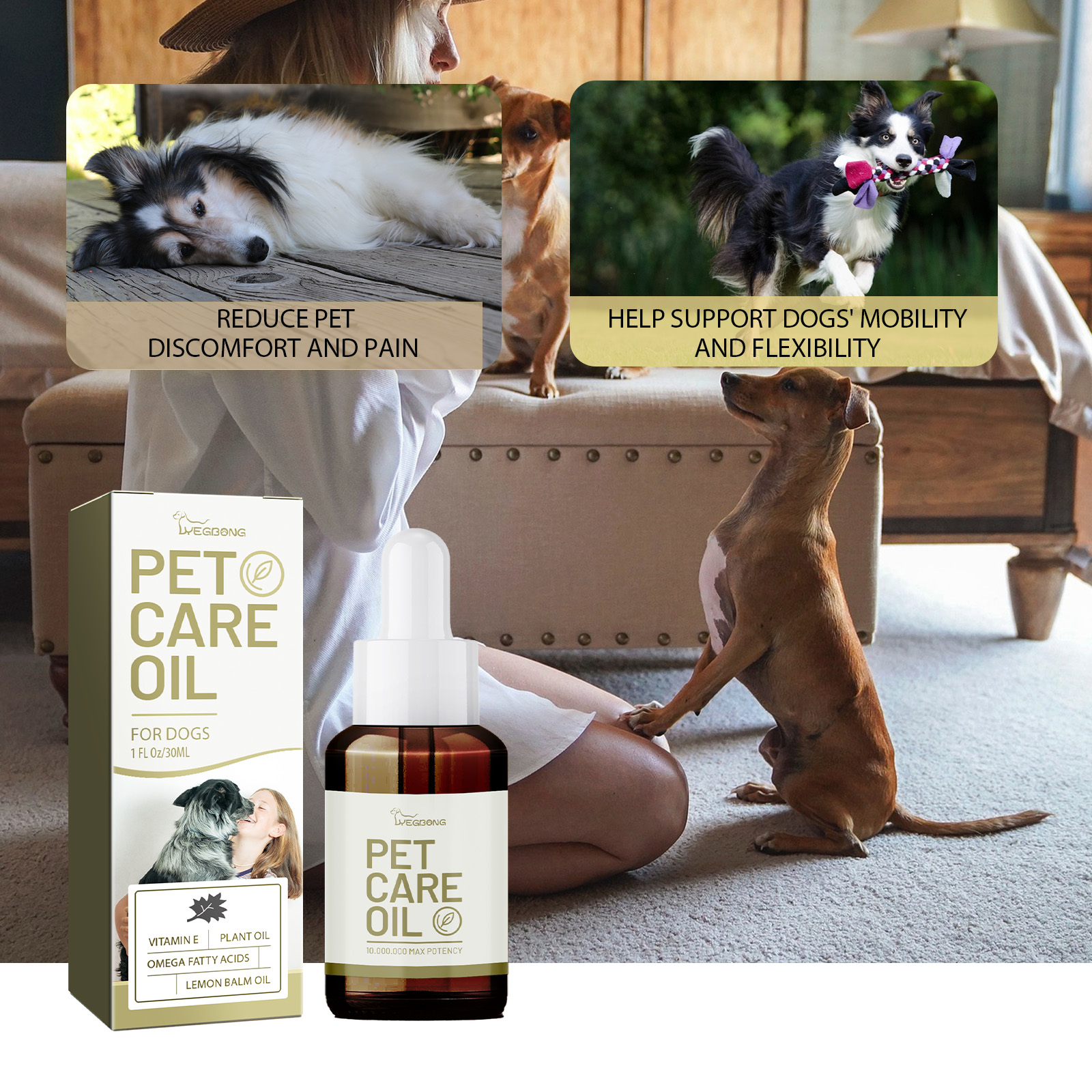 Aceite de Cuidado Canino con Menta de Limón y Ácidos Grasos Omega para Alivio Articular y Muscular en Perros — imagen 5