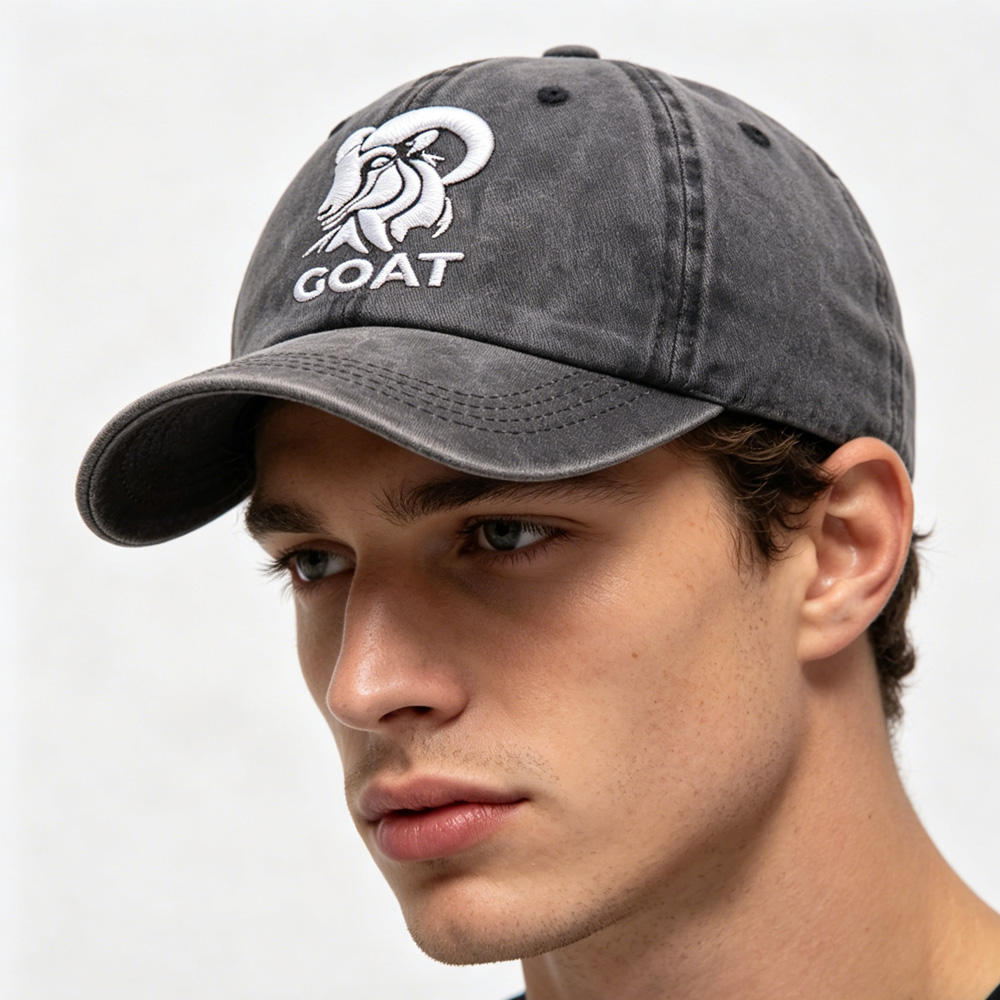 2 gorras de béisbol bordadas de carnero GOAT - Gorra de algodón lavado estilo vintage, ajustable, perfil bajo sin estructura, gorra casual para exteriores para hombres y mujeres — imagen 6