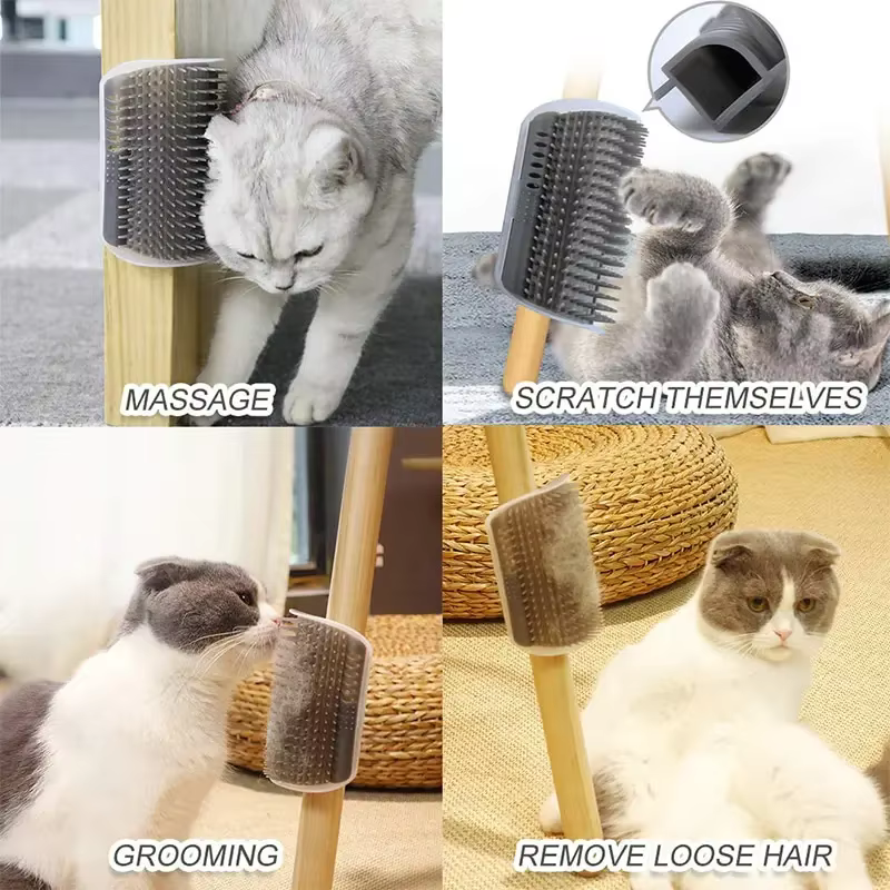 Cepillo Masajador para Rascar Gatos - Cepillo de Rascado en Esquina con Hierba Gatera, Peine Desenredador para Mascotas, Eliminación de Pelo, Aseo — imagen 2
