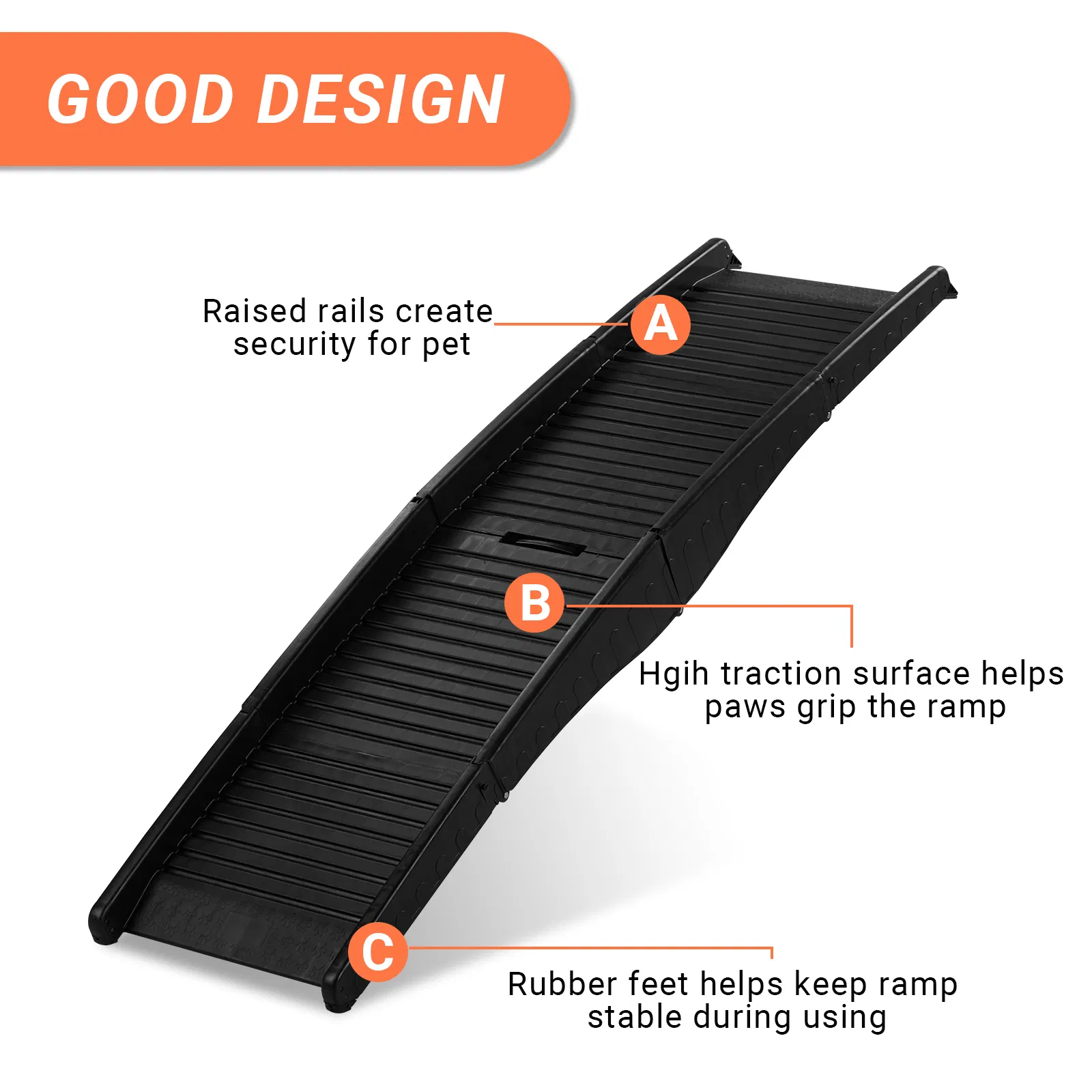 Nonslip Folding Dog Ramp, Tri-Fold Portable Lightweight Pet Ramp for Cars, Trucks and SUVs — image 3