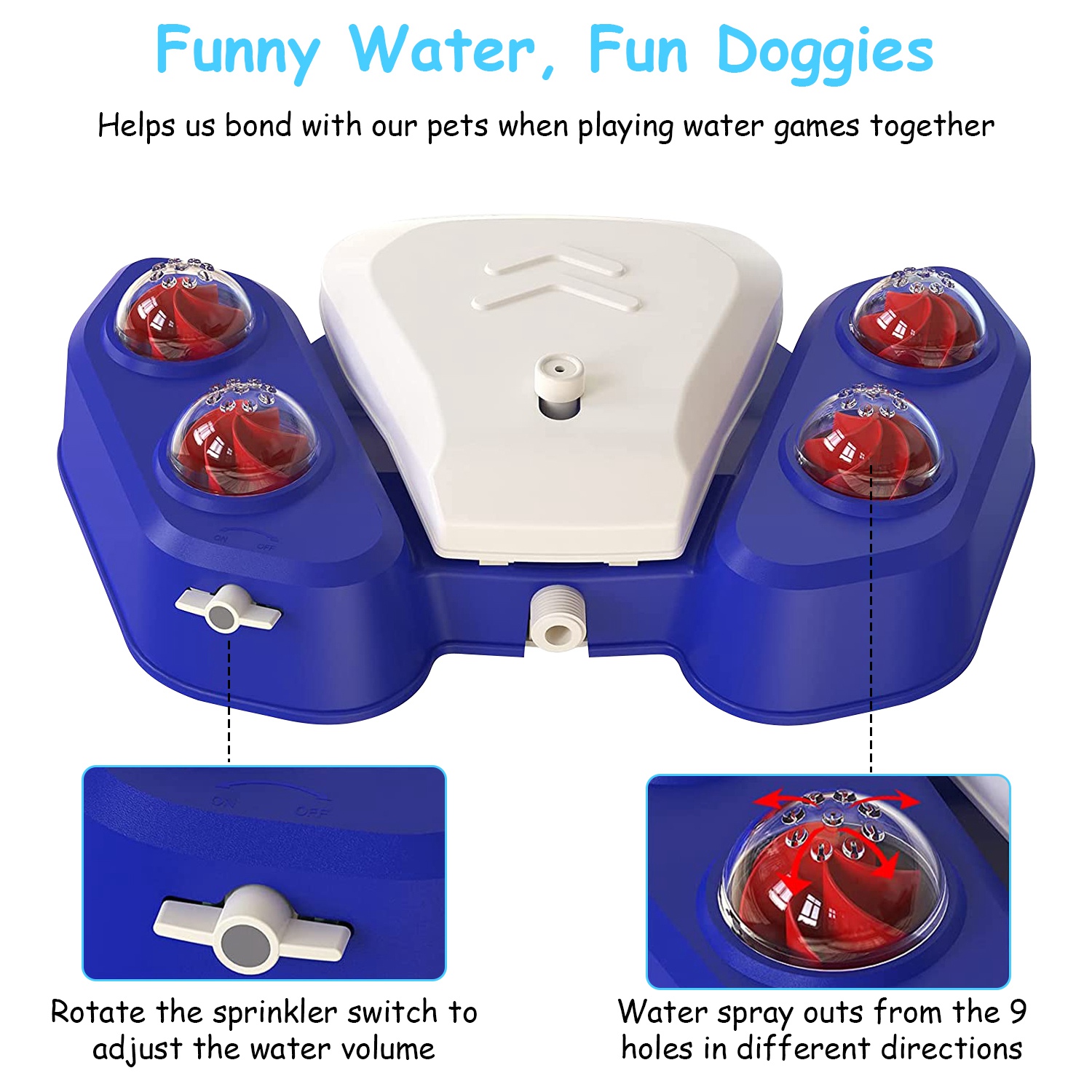Blue-Yellow Color Options - 1Pc Dog Water Fountain Multifunctional Automatic Pet Water Dispenser Outdoor Step-on Activated Sprinkler For Drinking Shower Fun — image 19