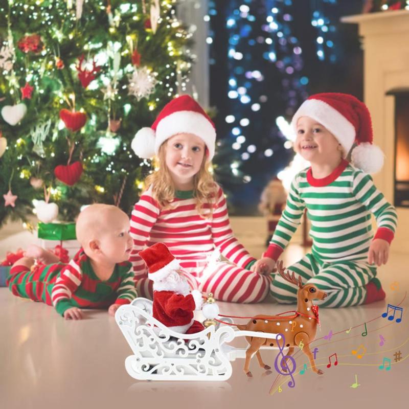 Muñeca de Santa Claus con Rebaño de Elks en Carruaje Eléctrico con Música para Niños Regalo Navidad Decoración Hogar — imagen 2