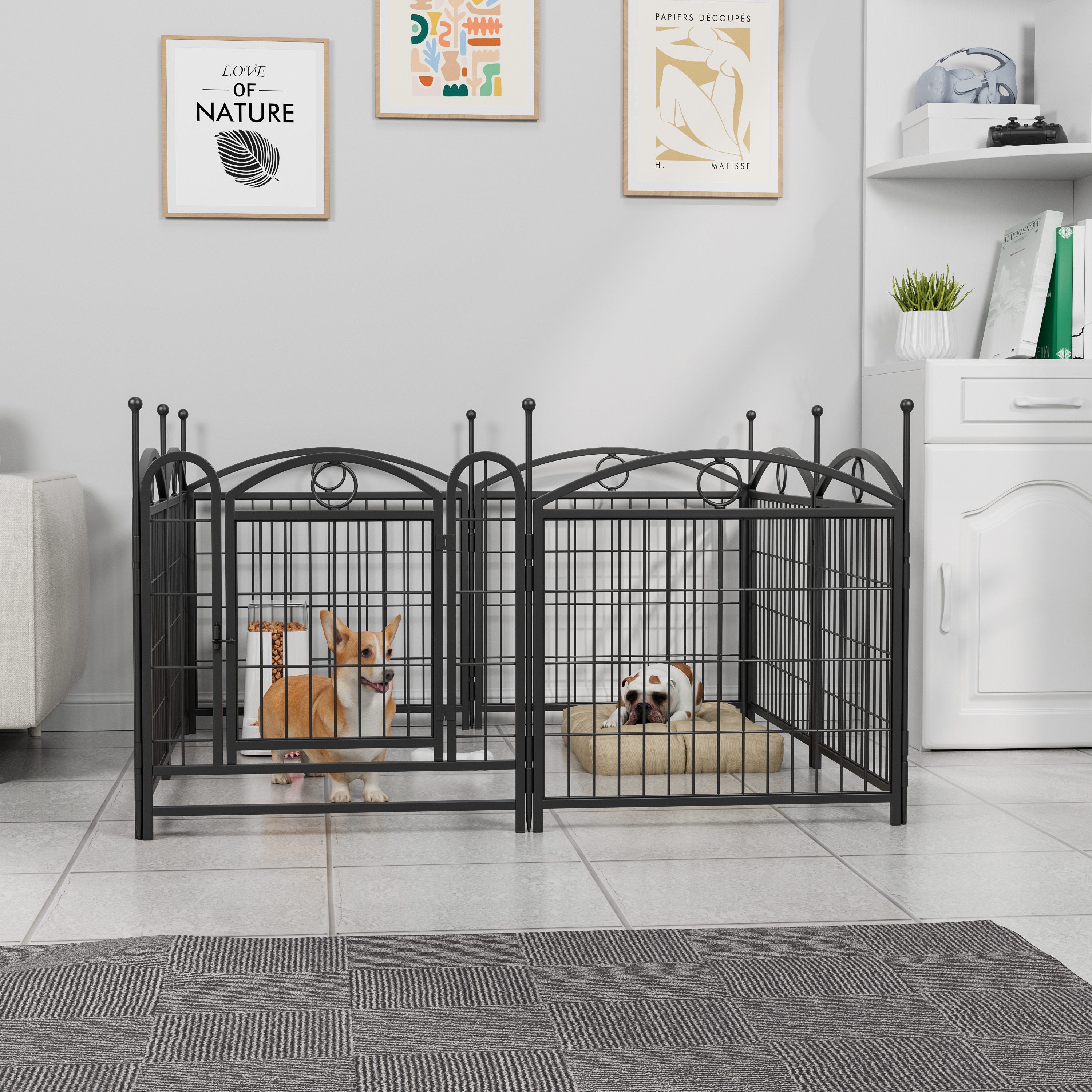 Dog Playpen Indoor 24 inch 8 Panels Metal Dog Pen Pet Dog Fence Outdoor Exercise Pen with Doors, Heavy Duty Dog Fence Puppy Pen for Large Medium Small Dogs Indoor Outdoor Foldable Pet Exercise Pen — image 36