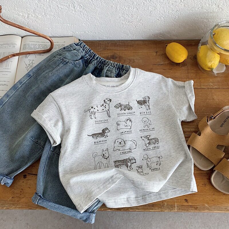 Cute Cartoon Dog Print Short Sleeve T-Shirt — image 7
