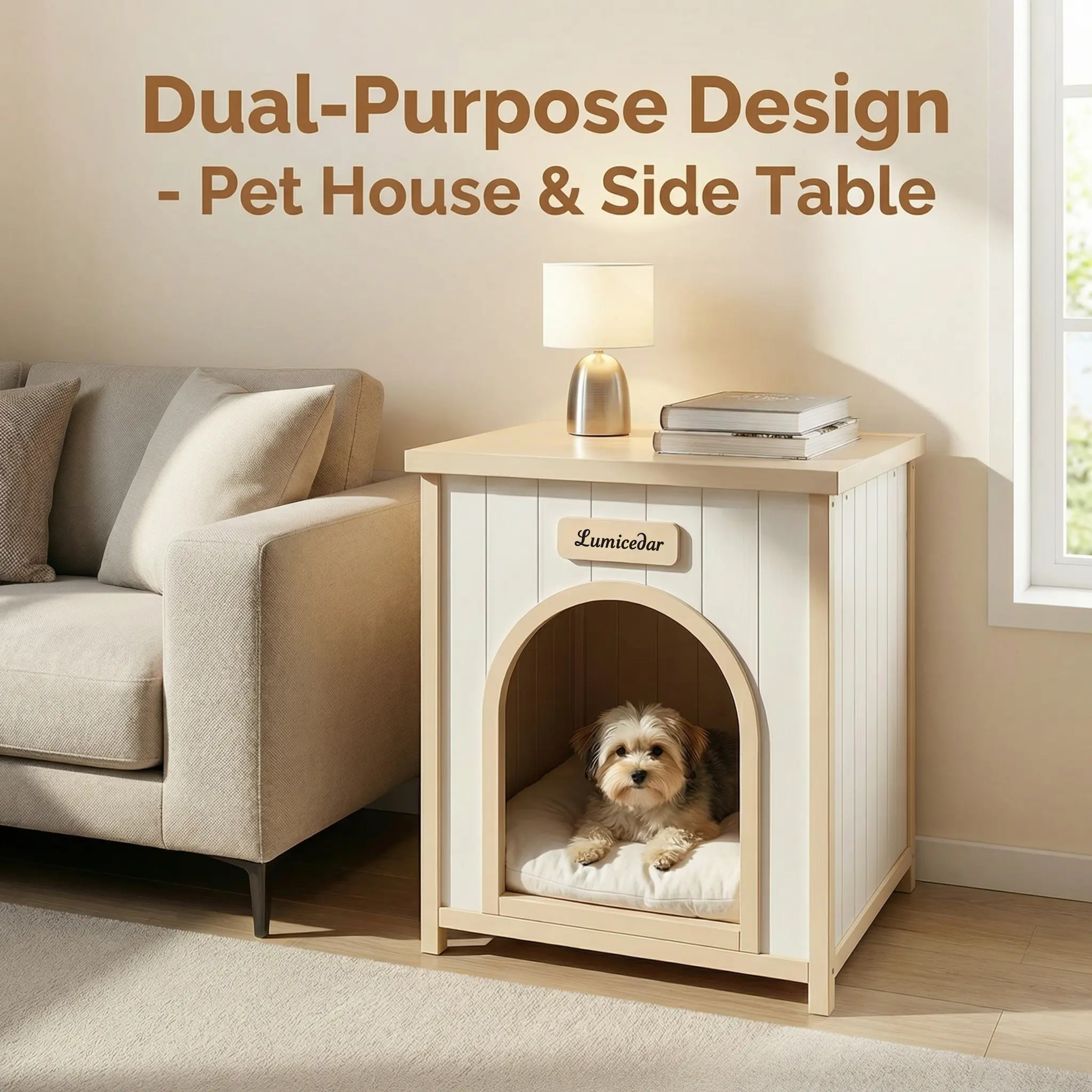 Modern Indoor Wooden Dog House with Removable Cushion – Solid Cedar Pet House for Small Dogs & Cats, Furniture-Grade Scandinavian Design — image 18