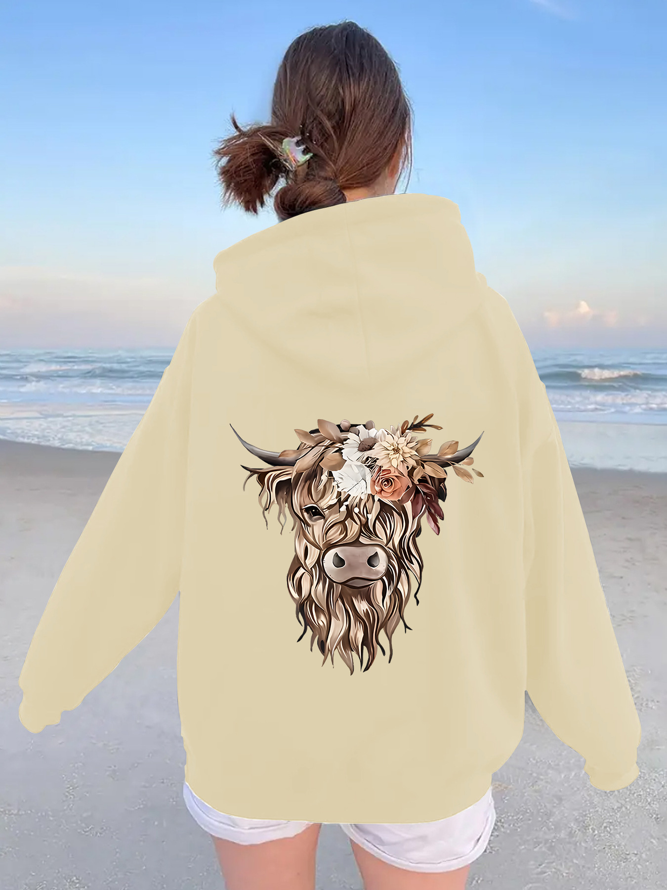 Flower Cow Head Printed Hoodie — image 13