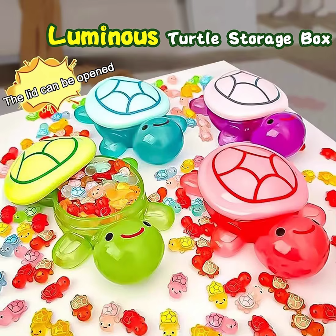 Tortuga Nocturna Grande + 100 miniaturas de tortugas luminosas en resina para decoración y almacenamiento — imagen 2
