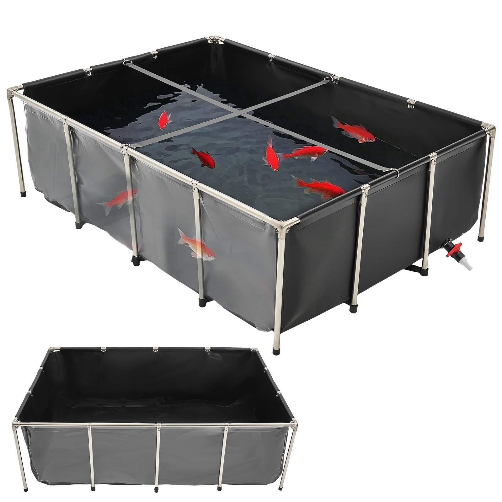 Canvas Fish Pond Above Ground Koi Tank 470 Gal With Clear Viewing Panel — imagen 1