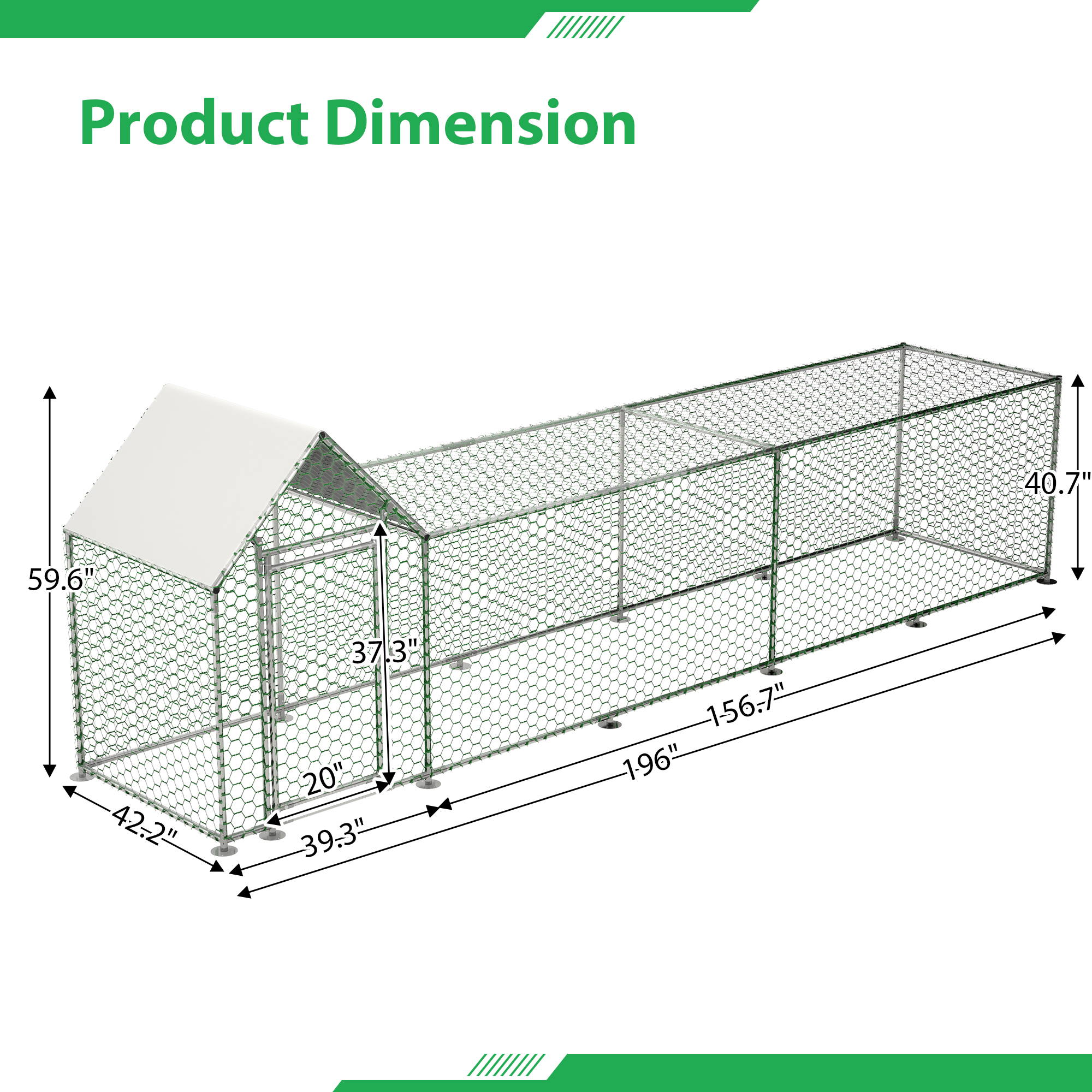 Casa de Pollos Metálica Corral para Gallinas Vivienda para Pájaros Galpón con Cubierta — imagen 2