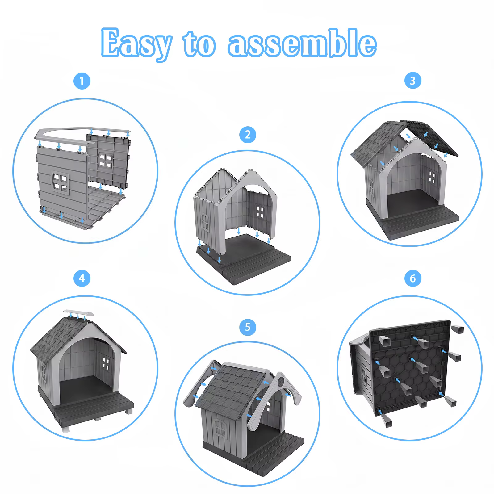Elevated Resin Dog House with Sloped Roof, Weatherproof Outdoor Pet Shelter for Small Medium Dogs, All Season Backyard Dog Bed — image 7