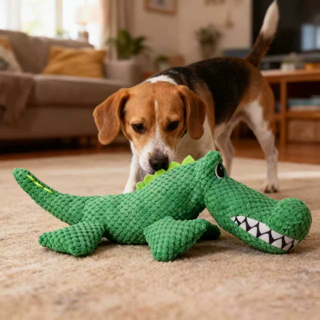 Pet Chew-Resistant Plush Interactive Toy with Sound, Dinosaur Shape, Crocodile, Suitable for Large, Medium, and Small Pets Like Cats and Dogs, Double-Layer Fabric, Built-In Airbag — image 5