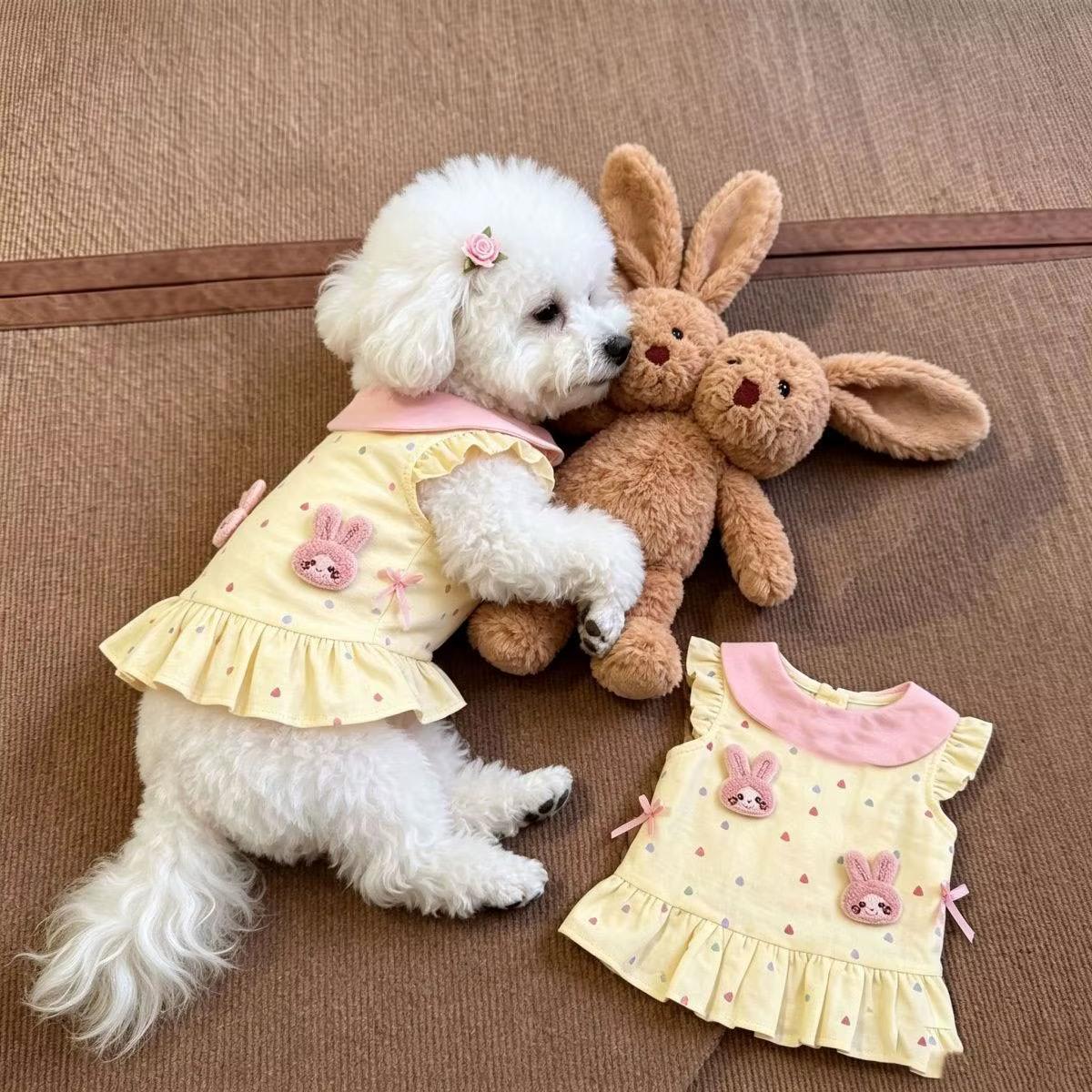 Productos para Mascotas: Vestidos de Primavera y Otoño, Camiseta Floral con Conejo, Falda, Ropa para el Hogar, Ropa Adorable para Perritos, Accesorios para Perros — imagen 6
