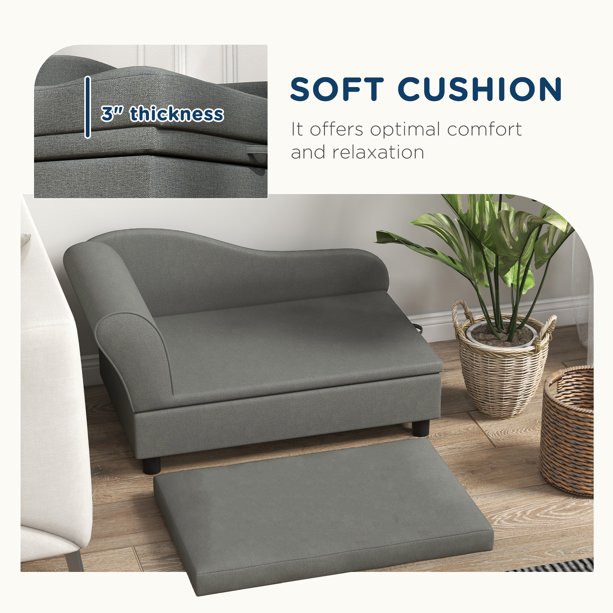 Silla de Comodidad para Perros Pequeños con Almacenamiento, Gris — imagen 7
