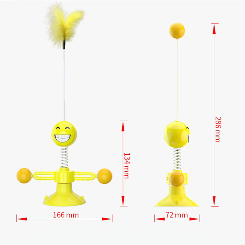 Mewoofun Smile Spring Man Cat Toys Feather Ball Strong Suction Rotate 360 Funny Pet Dog Kitten Interactive Training Toys — image 6