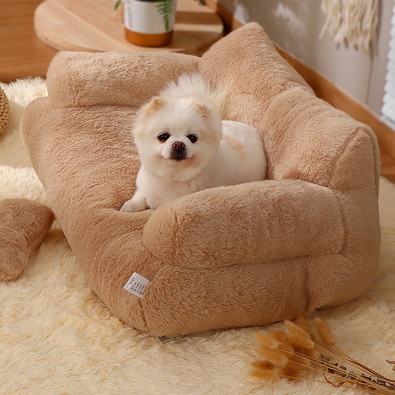 Sofá de Gato de Lujo para Perros y Gatos Pequeños y Medianos - Cama Caliente para Invierno con Manta Plush — imagen 2