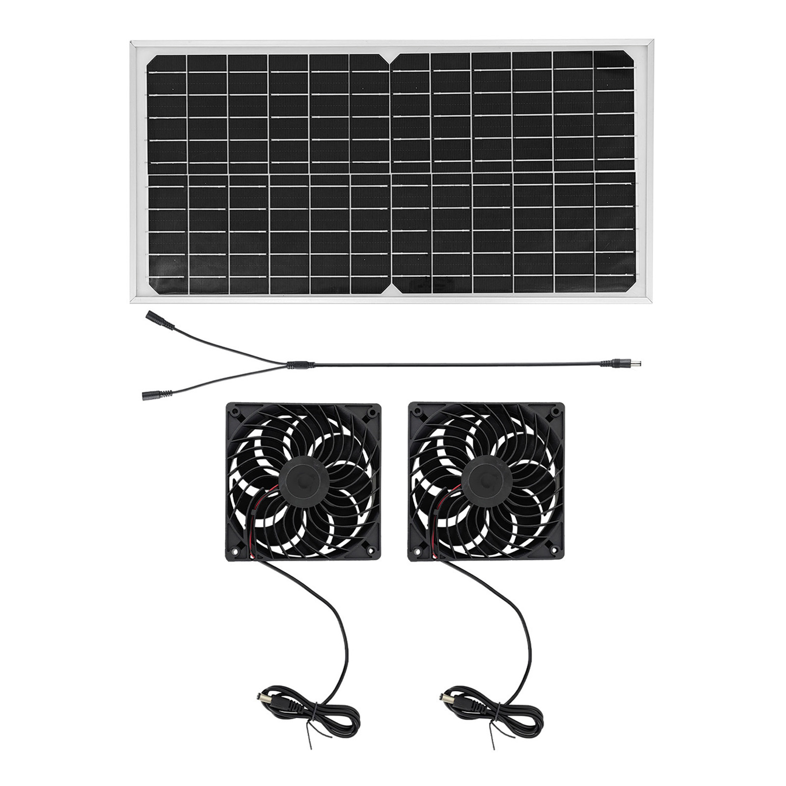 Kit de Ventilador Solar con Paneles Solares de 16W, 2 Ventiladores de Alta Velocidad DC, Ventilación Eléctrica para Invernaderos, Gallineros, Áticos y Almacenes — imagen 5