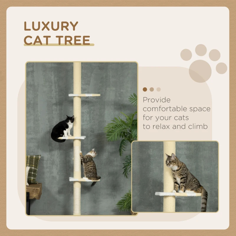 Árbol para Gatos de 4 Niveles del Piso al Techo, Altura Ajustable de 87 a 103 Pulgadas — imagen 5