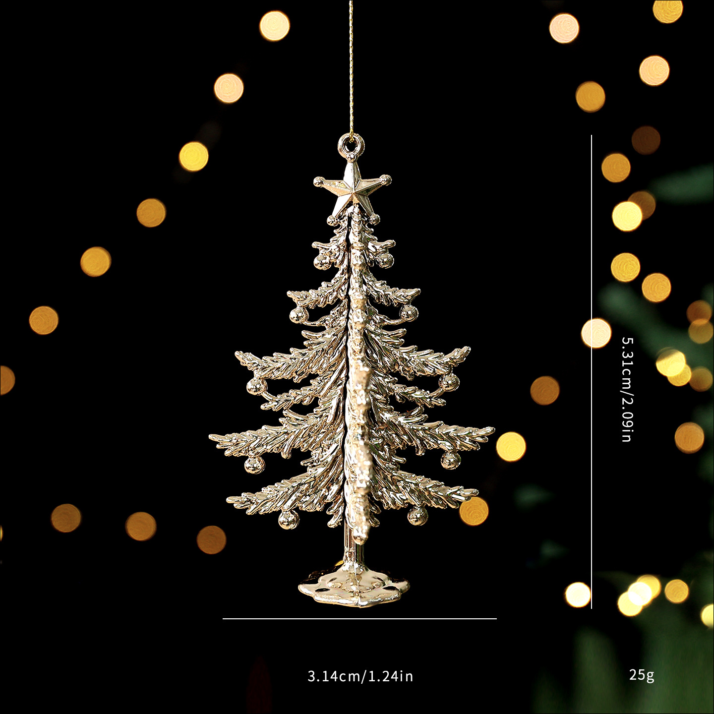 Festive Gold Plated Christmas Tree Ornament Accessories Snowflake Deer Holiday Decoration Hanging Decor — image 19