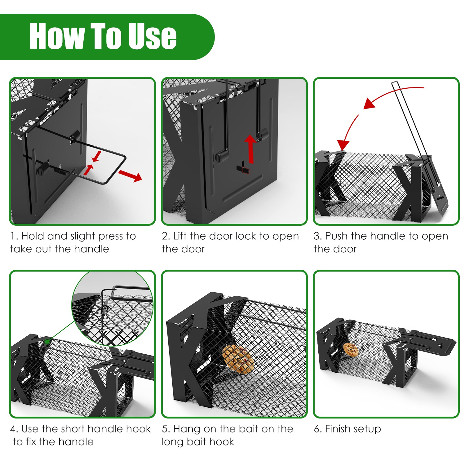 2 trampas para ratas, jaula humanitaria para ratones vivos, fáciles de capturar y liberar, para topillos, ratas, ratones, roedores y hámsteres, reutilizables, para uso interior y exterior — imagen 3