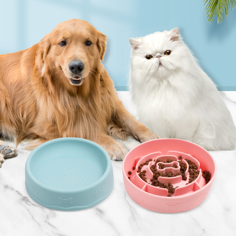 Multifunctional Portable Silicone Slow Food Pet Bowl Drinking Water Feeding Two-in-One Double Sided Bowl — image 1