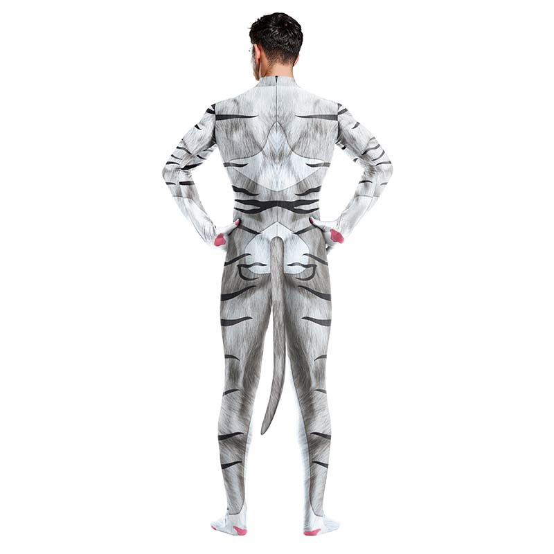 Disfraz de Animal Tigre Blanco Digital Impresión Jumpsuit Hombre — imagen 5