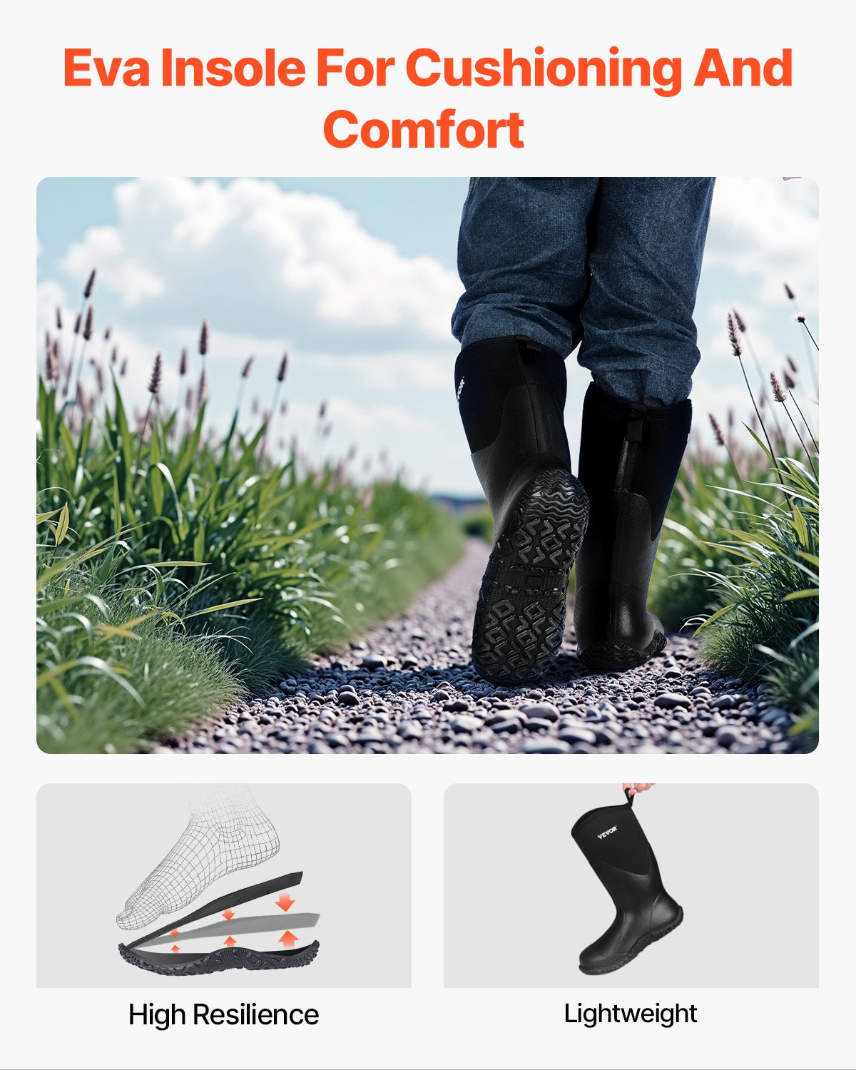 Botas de Goma para Hombres - Protección Total, Impermeables Antideslizantes para Caza y Jardinería, Botas Resistentes al Barro, Aisladas y Ligeros, Tamaño 12 EE.UU. — imagen 5