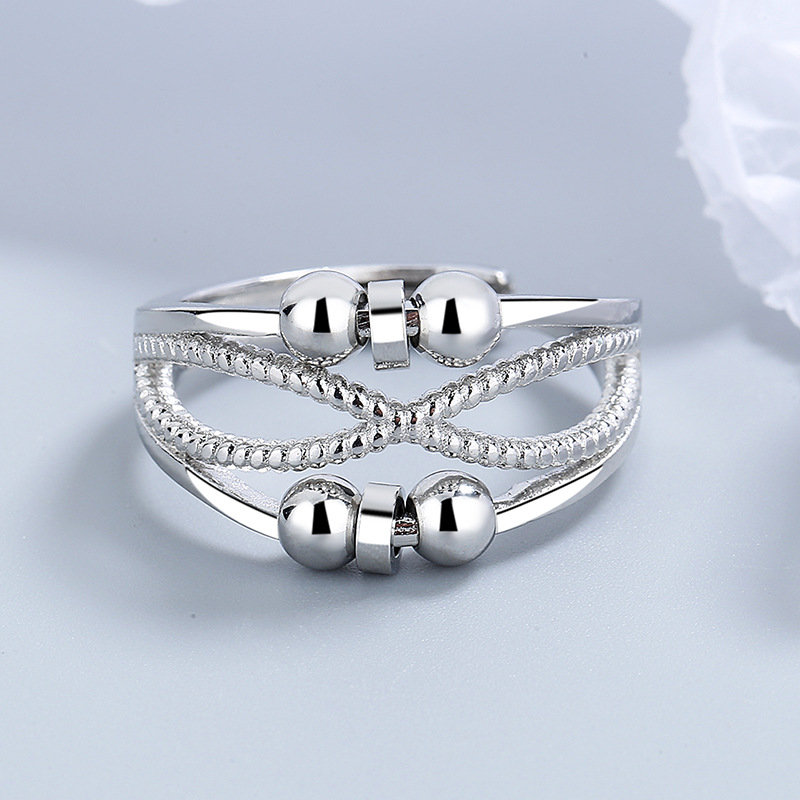 Rotatable Ring With Open Design Fashion Double-layered Hollow Line Anxiety Relief Rings For Women — image 5