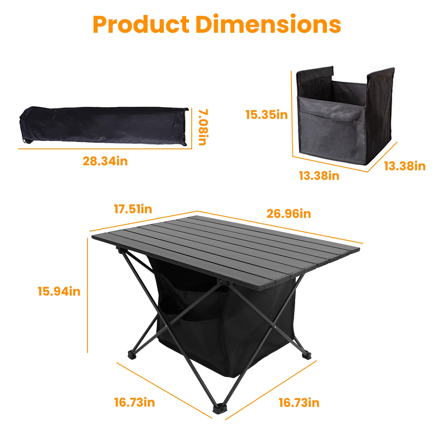 Mesa de Acampada Plegable con Cesta de Almacenamiento Resistente a la Rueda, Materiales de Aluminio Leve y Portátiles para Acampadas, Excursiones, Pícnic y Pesca con Bolsa de Transporte Envío Fedex — imagen 7