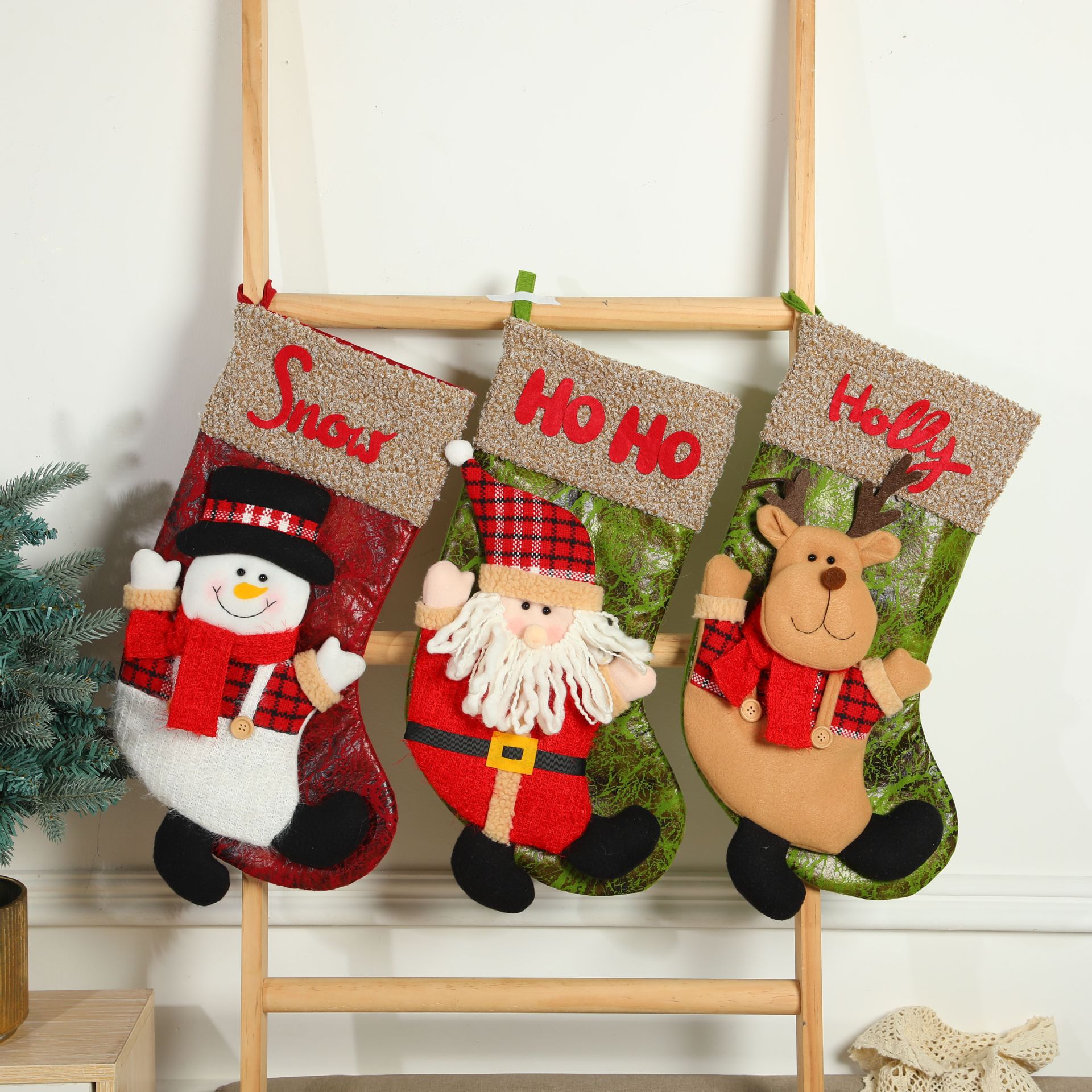 Christmas Socks, Christmas Gift Bag, Christmas Decoration Gift Bag, Christmas Elk Old Man Pendant Gift Bag — image 1