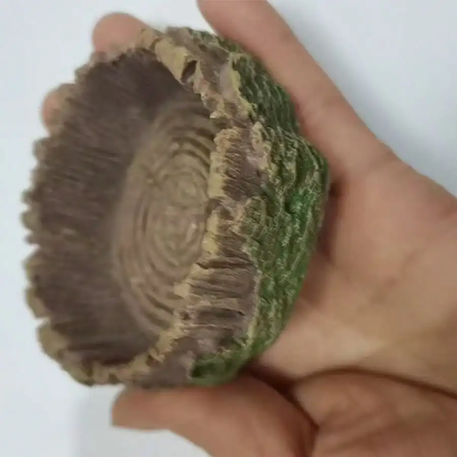 Tree Stump Shaped Reptile Food Water Bowl Resin Terrarium Decor for Lizards Snakes Small or Large Sizes — image 2
