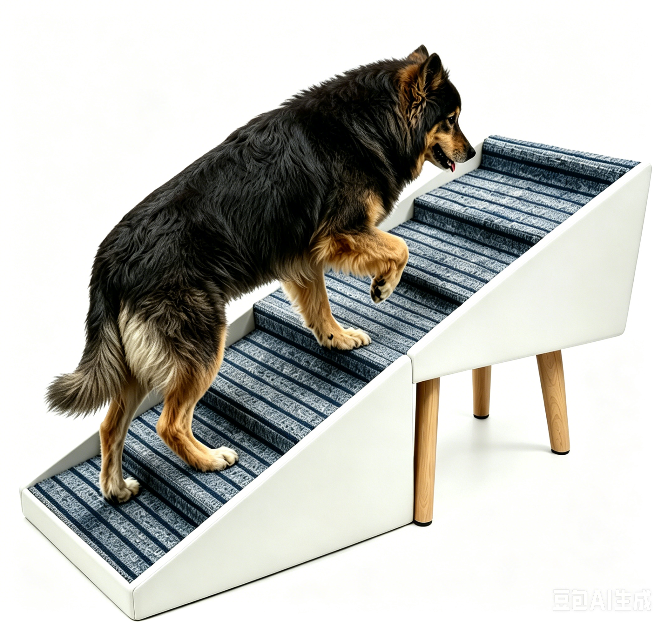 Escalera para Perros 2 en 1 para Cama y Sofá, 25.2" Rampa Plegable para Perros con 6 Escalones y Otomana para Perros Pequeños y Grandes, Beige — imagen 7
