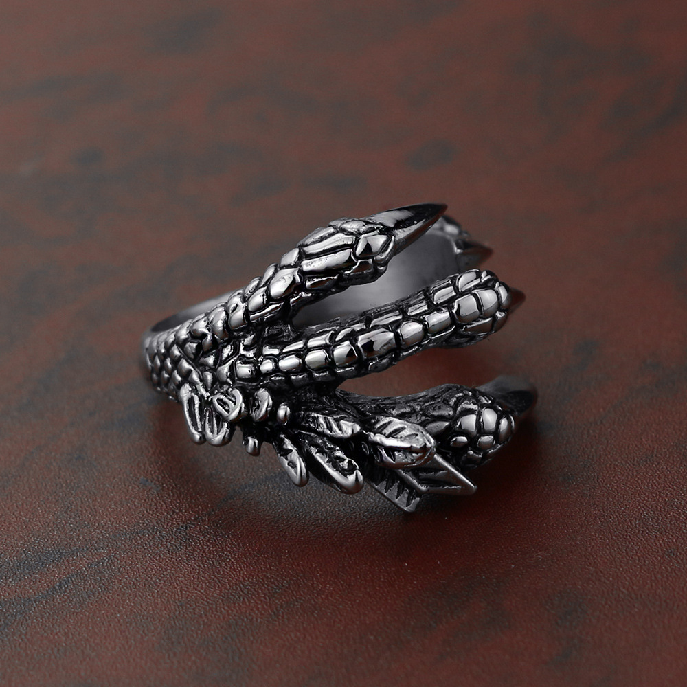 Anillo Dragón de Titanio y Acero Inoxidable con Garras Afiladas, Anillo Abierto para Animales — imagen 1