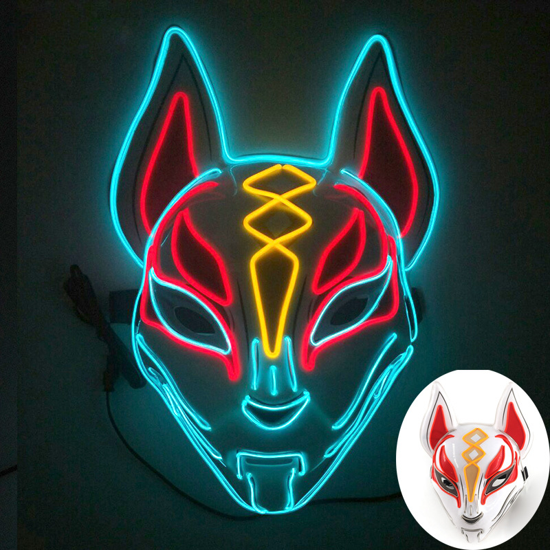 Máscara de Zorro Luminoso para Fiesta de Halloween, Máscara Multicolor con Luz LED para Rodeos de Disfraz — imagen 7
