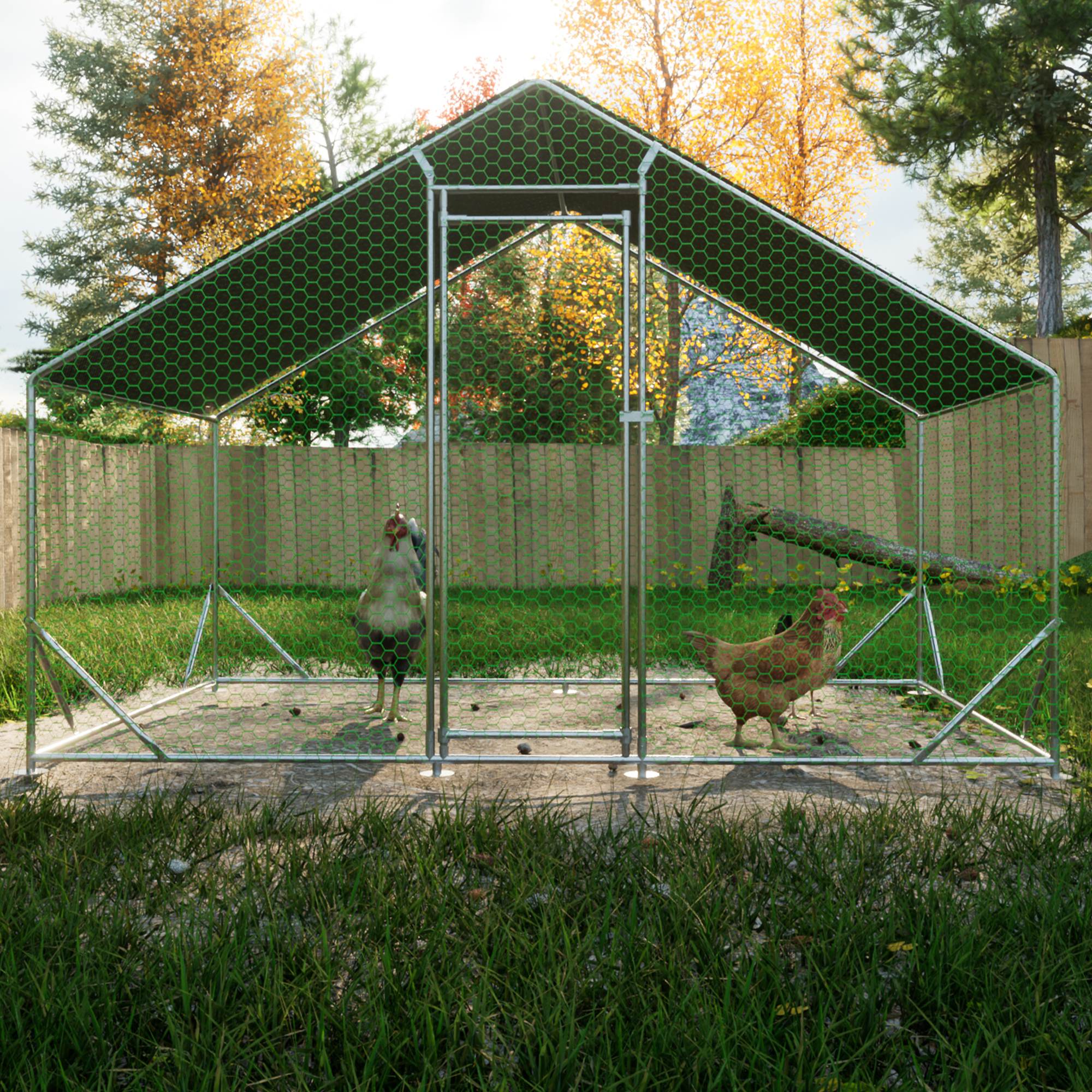 Large Metal Chicken Coop, Walk-in Chicken Run, Galvanized Wire Poultry Chicken Hen Pen Cage, Rabbits Duck Cages With Waterproof And Anti-Ultraviolet Cover For Outside — image 12