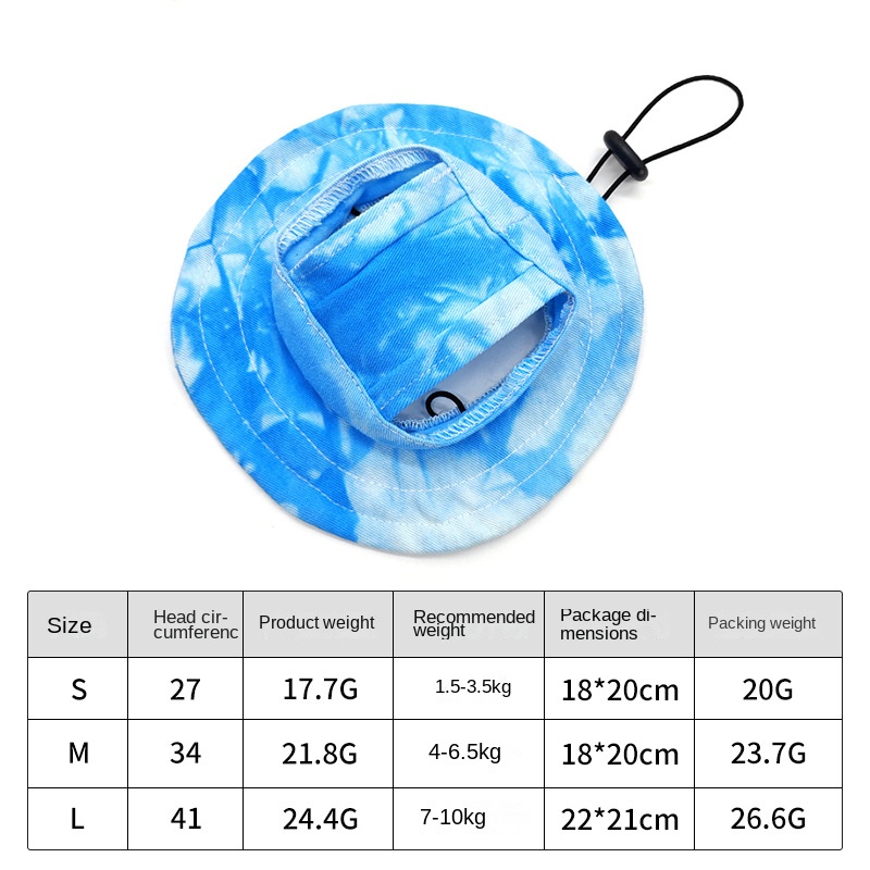 Pet hat with leaky ears cotton tie dye cat dog fisherman hat anti fall lace up sun hat — image 6