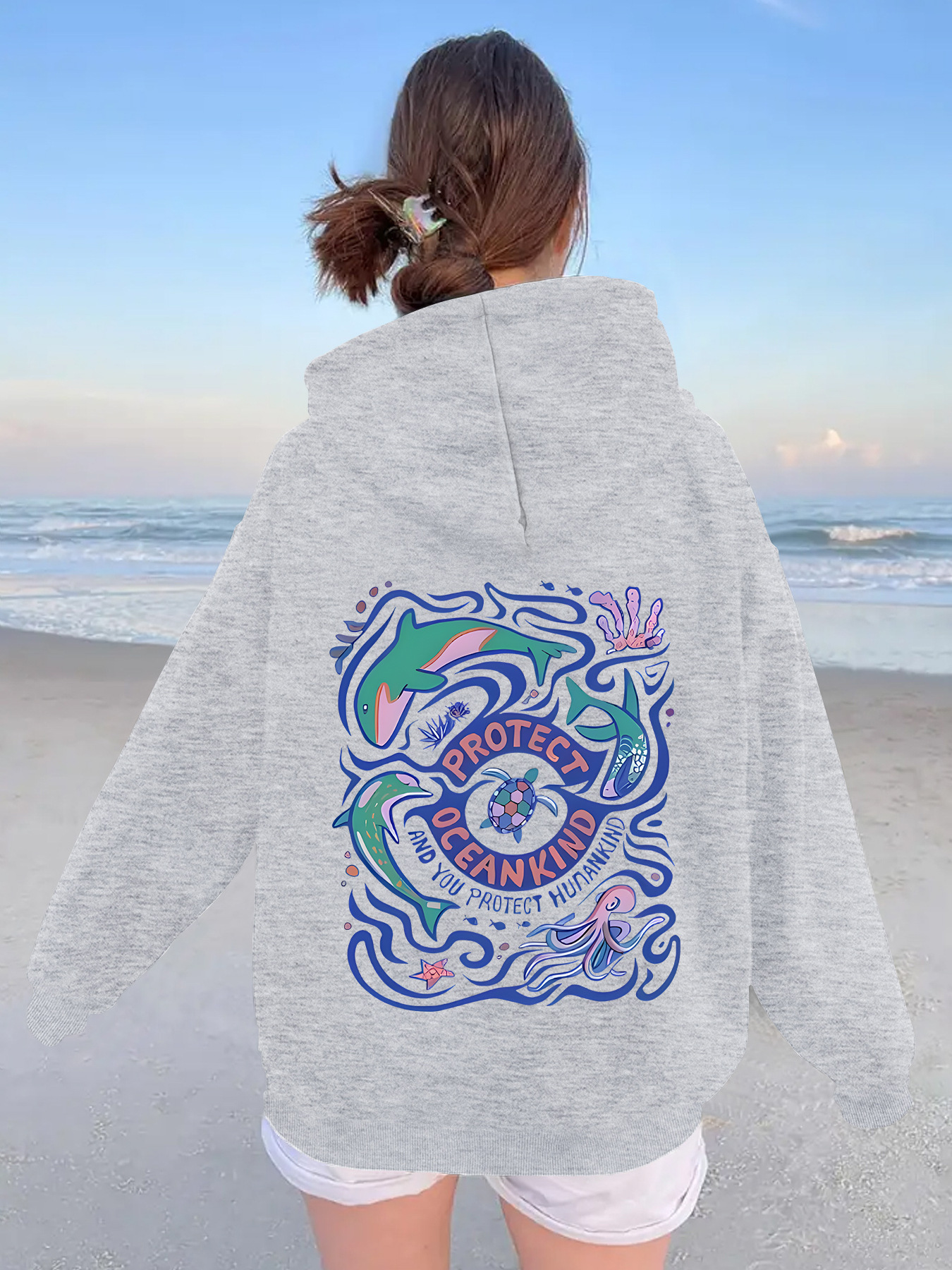 Thick marine animal letter printed hoodie — image 10