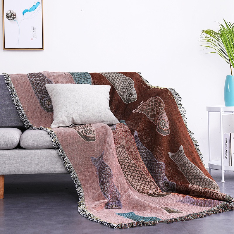 Modern minimalist koi patterned sofa blanket can be used as a soft carpet tablecloth decoration dust-proof — image 4