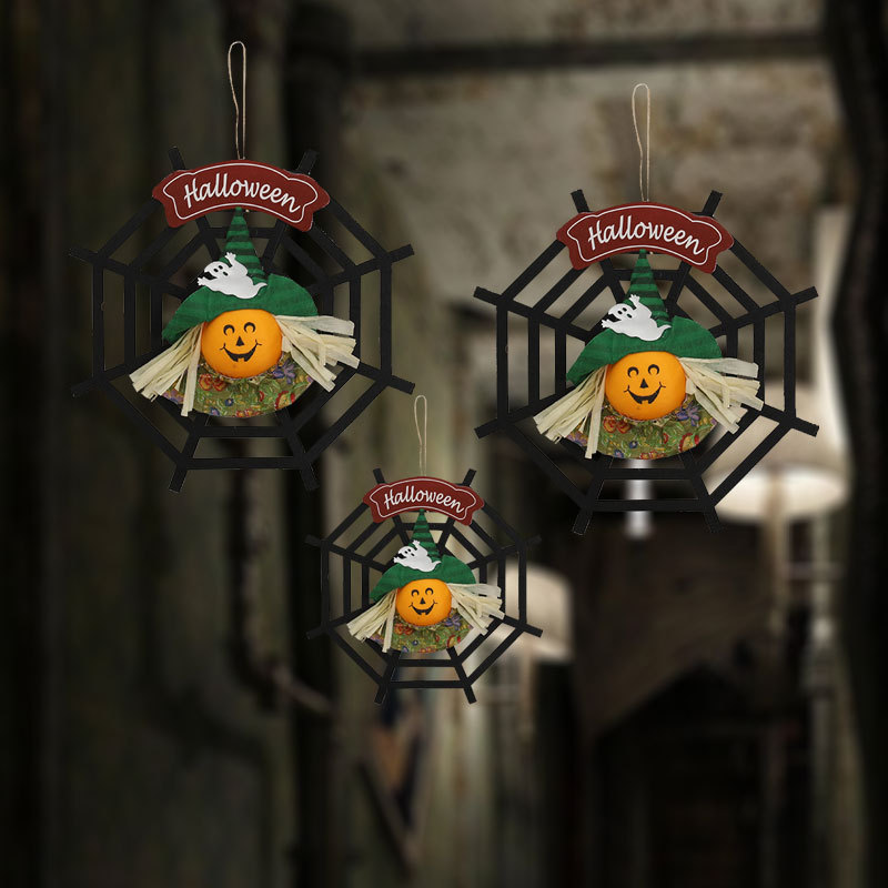 Halloween Decorative Hanging Ornament Non-Woven Fabric Decoration for Bar and KTV Scene Setup, Pumpkin Spider Web Door Hanging Ornament — image 3