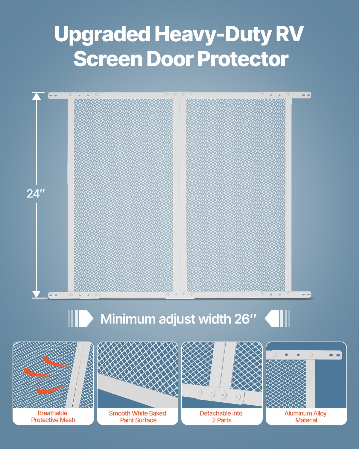 Protector de Puerta de RV con Malla, 24 x 26 Pulgadas, Fácil de Instalar y Desmontar, Malla Respirable Reforzada, Aliado de Aluminio para Protección de Mascotas en Camper — imagen 3