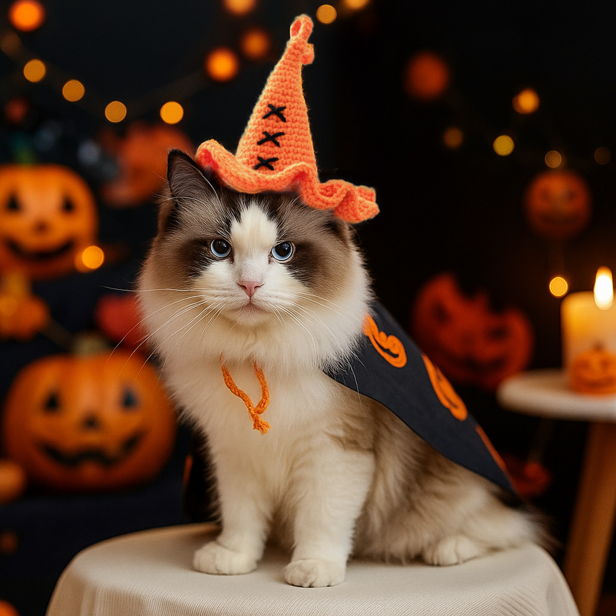 Pet Accessories Knitted Wizard Hat for Dogs and Cats, Cute Halloween Costume Decoration — image 1