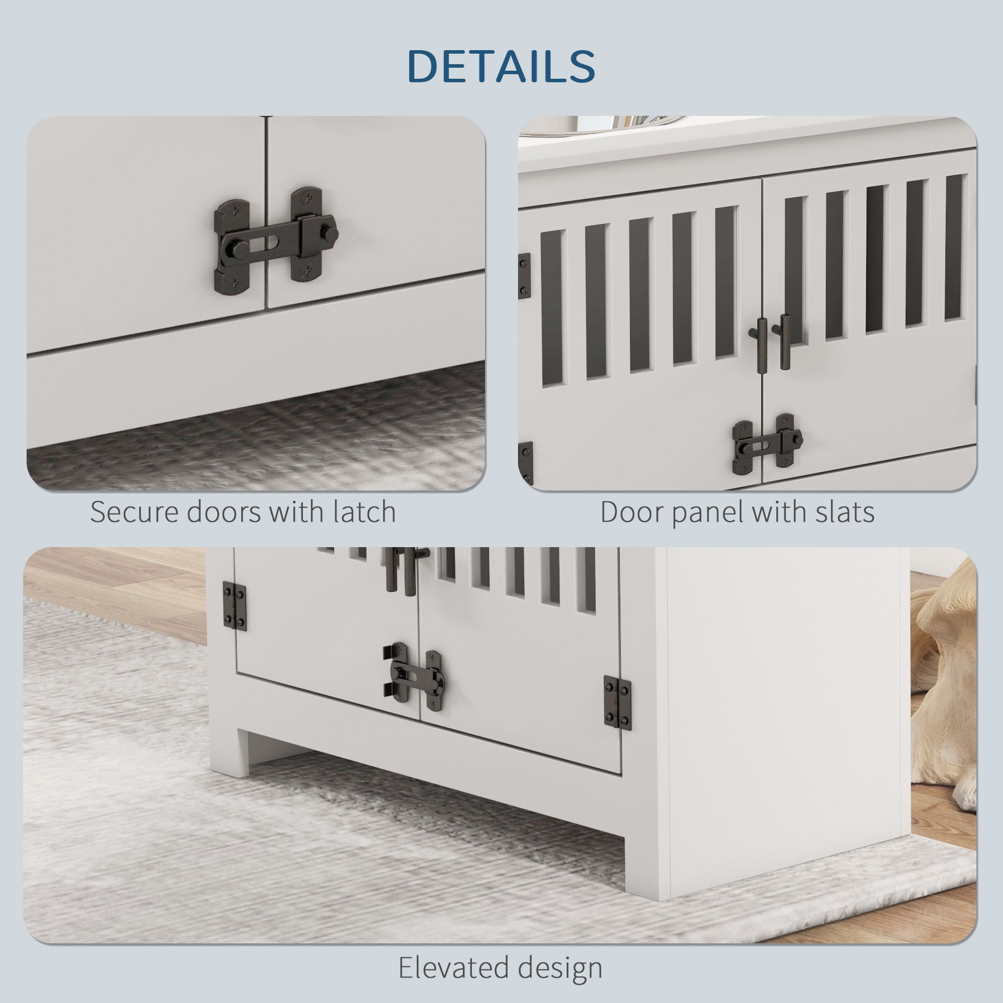 Dog Food Storage Cabinet with Bowls & Dog Feeding Station, White — image 5
