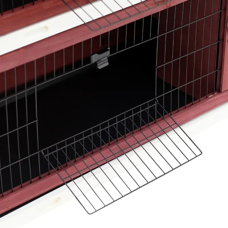 Conejera Grande de 2 Niveles de 54", Casa para Mascotas, Hábitat para Animales Pequeños con Puertas con Cerradura — imagen 12