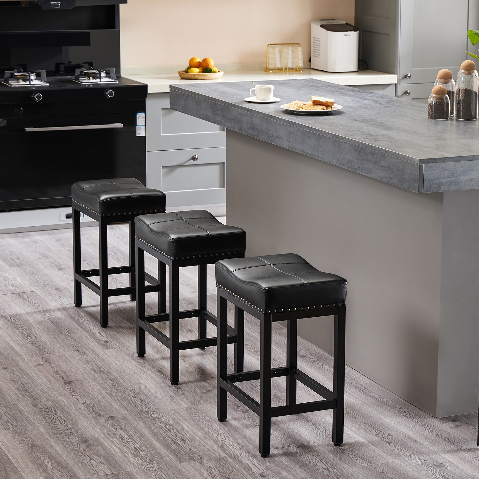 Saddle Bar Stool Kitchen Stools, Sturdy Steel Frame — image 9